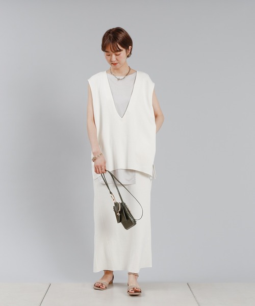 DouDou（ドゥドゥ）の「SET UP カットソースカート（スカート・レディース・ブラック/オフホワイト/ボルドー・FREE）」の4枚目の写真