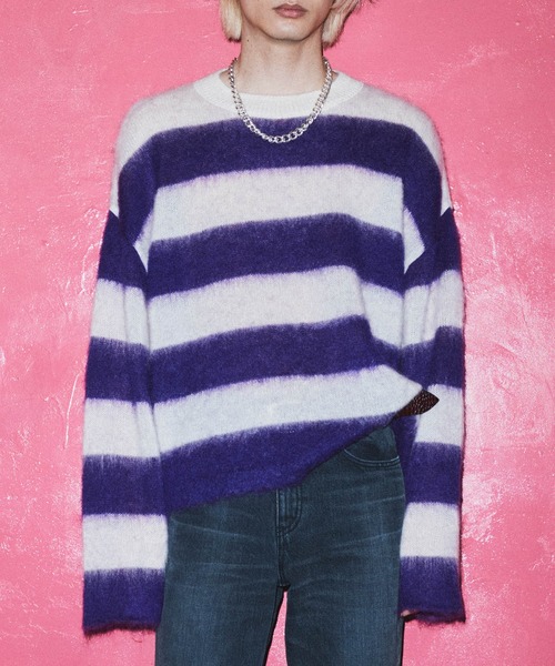 LITTLEBIG(リトルビッグ)の「LITTLEBIG Mohair Knit (LB213-KT01)(ニット/セーター・メンズ・パープル/イエロー・LARGE)」の5枚目の写真