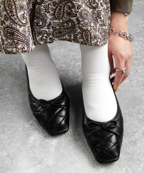 minia（ミニア）の「トゥステッチフラットパンプス　◆（パンプス・レディース・ブラック/ブラック系1/アイボリー/ホワイト系1/ブラウン系1/ピンク系1/レオパード/グリーン/シルバー/ホワイト/パープル/ゴールド/シルバー系1・S/LL/L/M）」の6枚目の写真