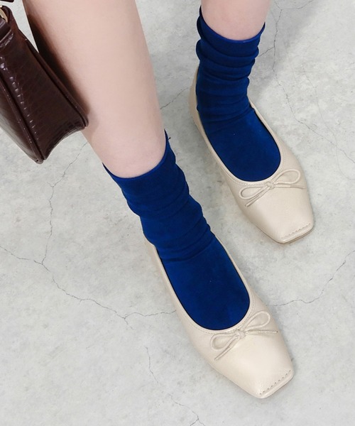 minia（ミニア）の「トゥステッチフラットパンプス　◆（パンプス・レディース・ブラック/ブラック系1/アイボリー/ホワイト系1/ブラウン系1/ピンク系1/レオパード/グリーン/シルバー/ホワイト/パープル/ゴールド/シルバー系1・S/LL/L/M）」の3枚目の写真