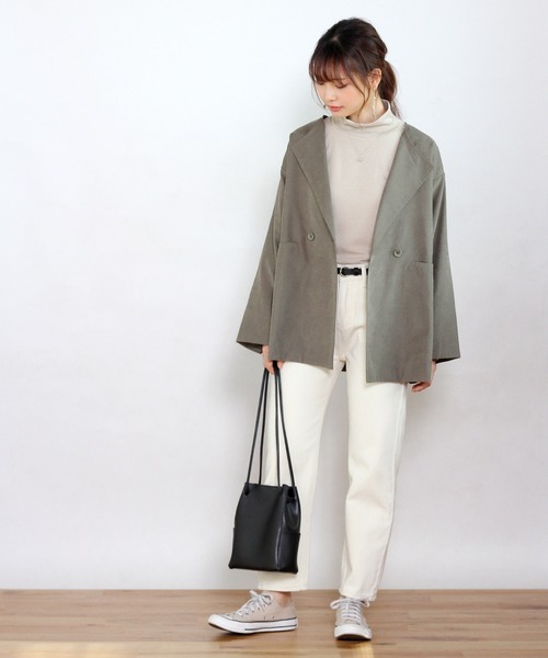 Crisp(クリスプ)の「オーバーテーラードジャケット(テーラードジャケット・レディース・ブラウン/カーキ・FREE)」の19枚目の写真