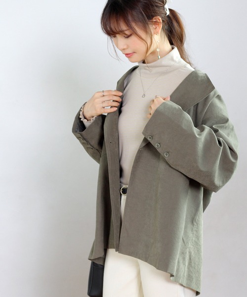 Crisp(クリスプ)の「オーバーテーラードジャケット(テーラードジャケット・レディース・ブラウン/カーキ・FREE)」の14枚目の写真