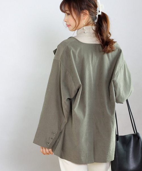 Crisp(クリスプ)の「オーバーテーラードジャケット(テーラードジャケット・レディース・ブラウン/カーキ・FREE)」の9枚目の写真