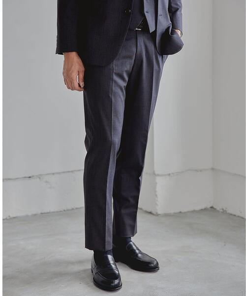 WORK TRIP OUTFITS GREEN LABEL RELAXING(ワークトリップアウトフィッツグリーンレーベル リラクシング)の「WTO TWPUサージ無地マジコンスリム スーツパンツ -ウォッシャブル・防シワ・ストレッチ- **(スーツパンツ・メンズ・ネイビー/ダークグレー/ブラック・S/76/XXS/70/L/84/M/80/XL/88/XS/72)」の3枚目の写真