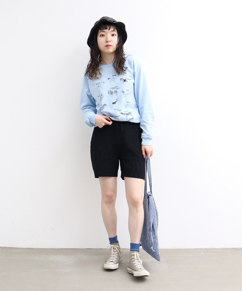 【値下げ可能】kimmy パッチワークショートパンツ navybluepants AMBIDEX（アンビデックス）の「透かし編みパッチワークショート