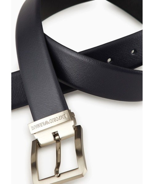 EMPORIO ARMANI（エンポリオアルマーニ）の「【エンポリオ アルマーニ】EMPORIO ARMANI スクエアバックルベルト（ベルト・メンズ・ブラック×ブルー/ブラック・FREE）」の8枚目の写真