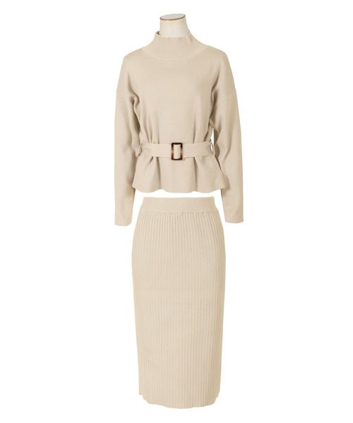 Julia Boutique（ジュリアブティック）の「ウエストマークトップス×タイトスカートセットアップ/21566（アンサンブル・レディース・ブラック/ブルー/ボルドー/グレイッシュベージュ/アイボリー・ONE）」の16枚目の写真