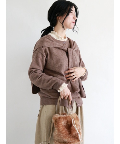 Samansa Mos2（サマンサ モスモス）の「着回しセットニットケープ＆カーディガン（アンサンブル・レディース・ブラック/ブルー/モカ・ﾌﾘ-）」の3枚目の写真