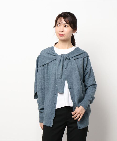 Samansa Mos2（サマンサ モスモス）の「着回しセットニットケープ＆カーディガン（アンサンブル・レディース・ブラック/ブルー/モカ・ﾌﾘ-）」の10枚目の写真