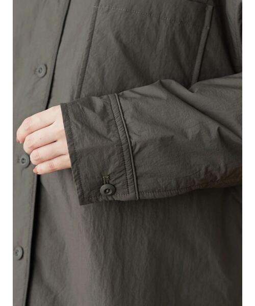 Green　Parks（グリーンパークス）の「ノーカラー薄綿シャツブルゾン＊（ブルゾン・レディース・チャコールグレー/ブラック/ライトベージュ・FREE）」の14枚目の写真