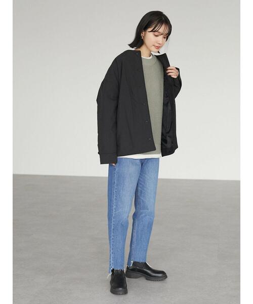 Green　Parks（グリーンパークス）の「ノーカラー薄綿シャツブルゾン＊（ブルゾン・レディース・チャコールグレー/ブラック/ライトベージュ・FREE）」の19枚目の写真