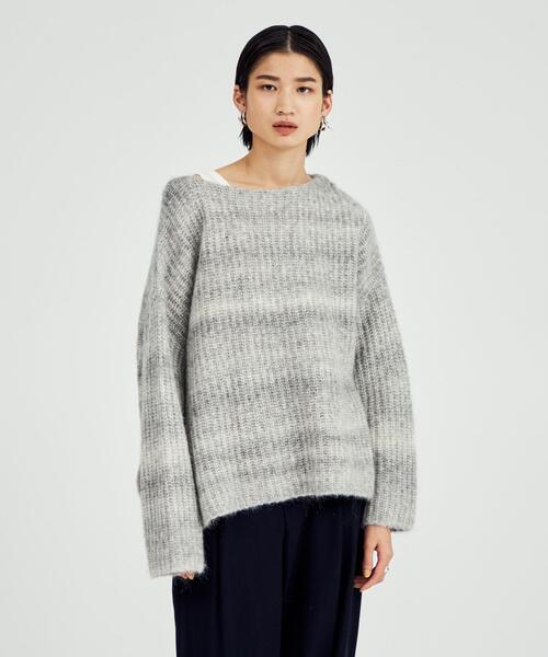 BRACTMENT（ブラクトメント）の「＜BRACTMENT(ブラクトメント)＞BM UNDYED ALP/CO カスリ プルオーバー（ニット/セーター・レディース・ライトグレー/モカ・FREE）」の4枚目の写真