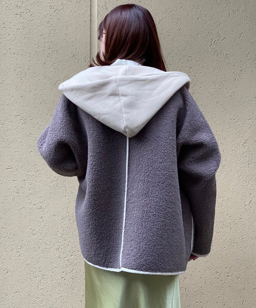 RIVE DROITE（リヴドロワ）の「【ZOZOTOWN限定】ボアフード付きブルゾン（ブルゾン・レディース・ブラウン/アイボリー・FREE）」の4枚目の写真