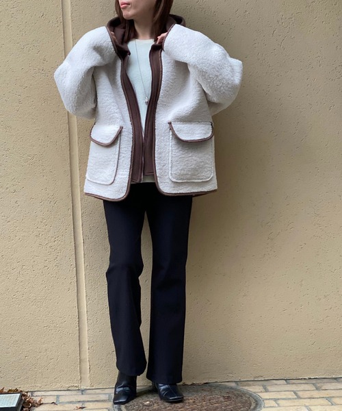 RIVE DROITE（リヴドロワ）の「【ZOZOTOWN限定】ボアフード付きブルゾン（ブルゾン・レディース・ブラウン/アイボリー・FREE）」の15枚目の写真