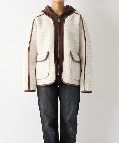 RIVE DROITE（リヴドロワ）の「【ZOZOTOWN限定】ボアフード付きブルゾン（ブルゾン・レディース・ブラウン/アイボリー・FREE）」の9枚目の写真