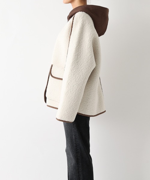 RIVE DROITE（リヴドロワ）の「【ZOZOTOWN限定】ボアフード付きブルゾン（ブルゾン・レディース・ブラウン/アイボリー・FREE）」の6枚目の写真