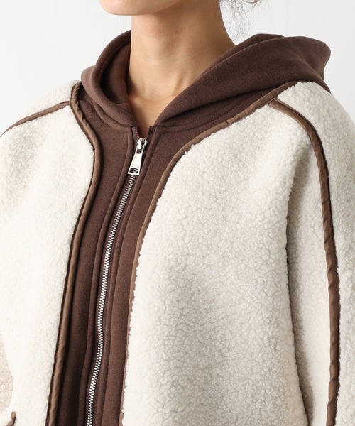 RIVE DROITE（リヴドロワ）の「【ZOZOTOWN限定】ボアフード付きブルゾン（ブルゾン・レディース・ブラウン/アイボリー・FREE）」の3枚目の写真