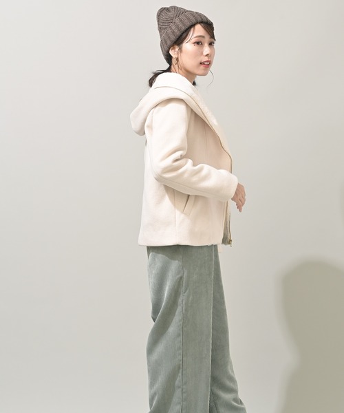 rps（アールピーエス）の「ダブルフェイスフードファーコート（その他アウター・レディース・ベージュ/アイボリー/モカ/杢グレー/ブラック・M）」の6枚目の写真