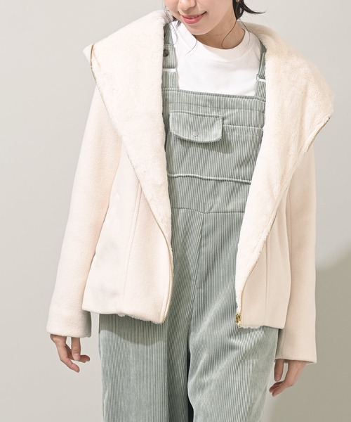 rps（アールピーエス）の「ダブルフェイスフードファーコート（その他アウター・レディース・ベージュ/アイボリー/モカ/杢グレー/ブラック・M）」の10枚目の写真