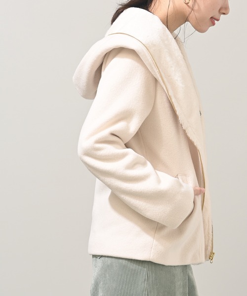 rps（アールピーエス）の「ダブルフェイスフードファーコート（その他アウター・レディース・ベージュ/アイボリー/モカ/杢グレー/ブラック・M）」の13枚目の写真