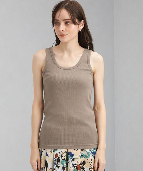 green label relaxing（グリーンレーベルリラクシング）の「GIZA COTTON テレコ タンクトップ（タンクトップ・レディース・ブラック/ブラウン/オフホワイト・FREE）」の15枚目の写真