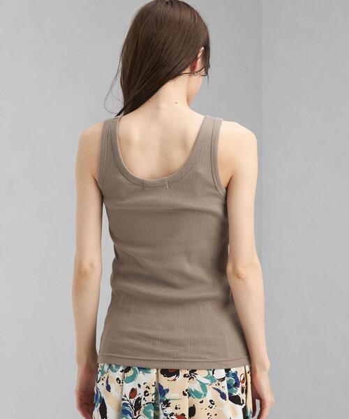 green label relaxing（グリーンレーベルリラクシング）の「GIZA COTTON テレコ タンクトップ（タンクトップ・レディース・ブラック/ブラウン/オフホワイト・FREE）」の7枚目の写真