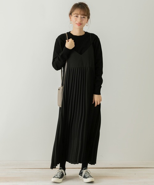 URBAN RESEARCH Sonny Label（アーバンリサーチサニーレーベル）の「クルーニット×プリーツキャミワンピースセット（ワンピース・レディース・ブラック系その他/グリーン系その他/ブラウン系その他・FREE）」の14枚目の写真