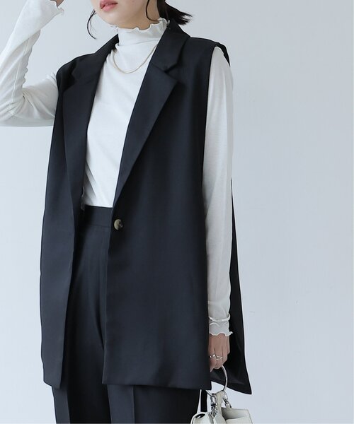 frames RAY CASSIN（フレームスレイカズン）の「オープンサイドジレ（テーラードジャケット・レディース・ブラック/ベージュ・FREE）」の3枚目の写真