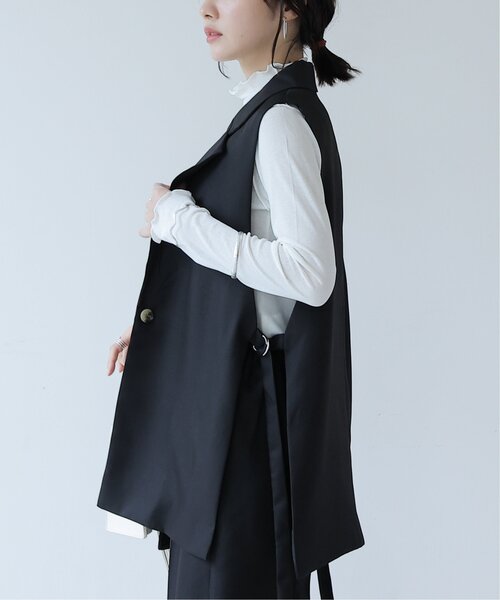 frames RAY CASSIN（フレームスレイカズン）の「オープンサイドジレ（テーラードジャケット・レディース・ブラック/ベージュ・FREE）」の4枚目の写真