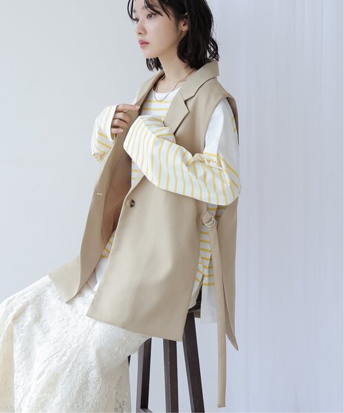 frames RAY CASSIN（フレームスレイカズン）の「オープンサイドジレ（テーラードジャケット・レディース・ブラック/ベージュ・FREE）」の9枚目の写真