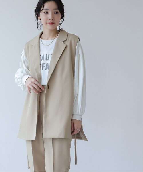 frames RAY CASSIN（フレームスレイカズン）の「オープンサイドジレ（テーラードジャケット・レディース・ブラック/ベージュ・FREE）」の13枚目の写真