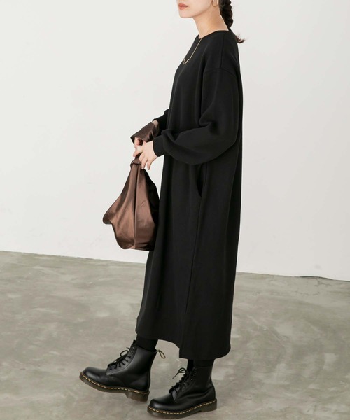 Chaco closet（チャコ クローゼット）の「サイドポケット付スウェットワンピース（ワンピース・レディース・キャメル/レッド/イエロー/ネイビー/ブラック・FREE）」の6枚目の写真