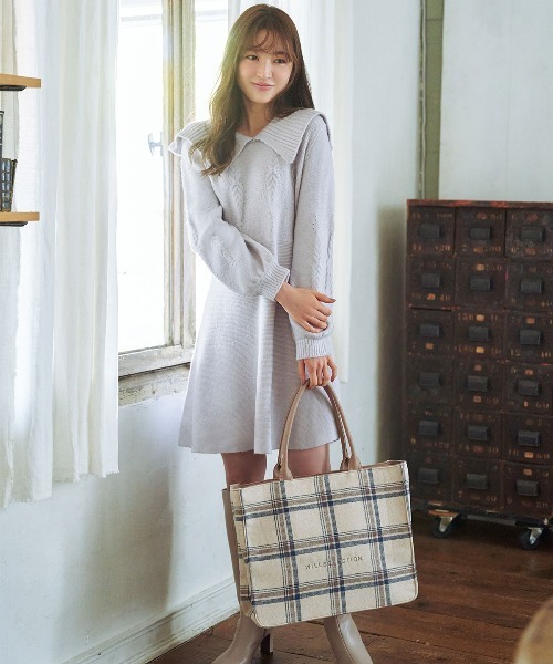WILLSELECTION（ウィルセレクション）の「チェックトートバッグ（トートバッグ・レディース・ベージュ/ブラウン・FREE）」の5枚目の写真