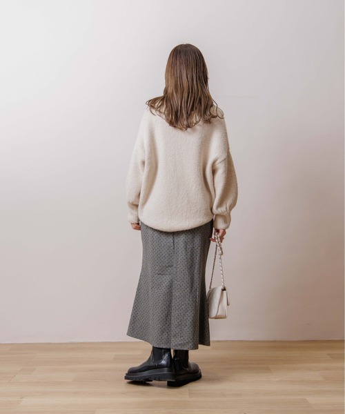 flower（フラワー）の「フロッキーマーメイドスカート（スカート・レディース・ベージュ/グレー・FREE）」の5枚目の写真