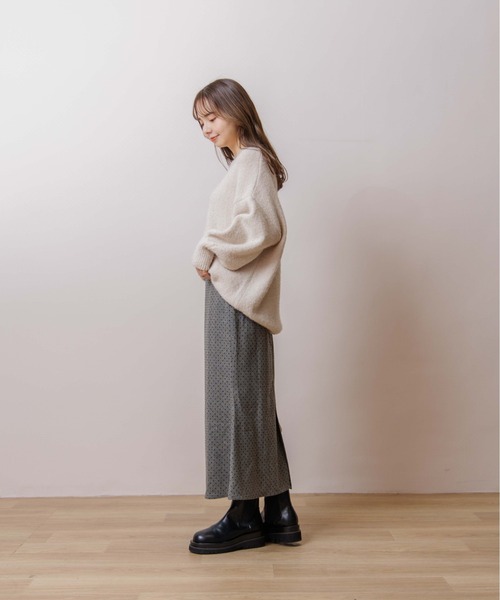 flower（フラワー）の「フロッキーマーメイドスカート（スカート・レディース・ベージュ/グレー・FREE）」の6枚目の写真