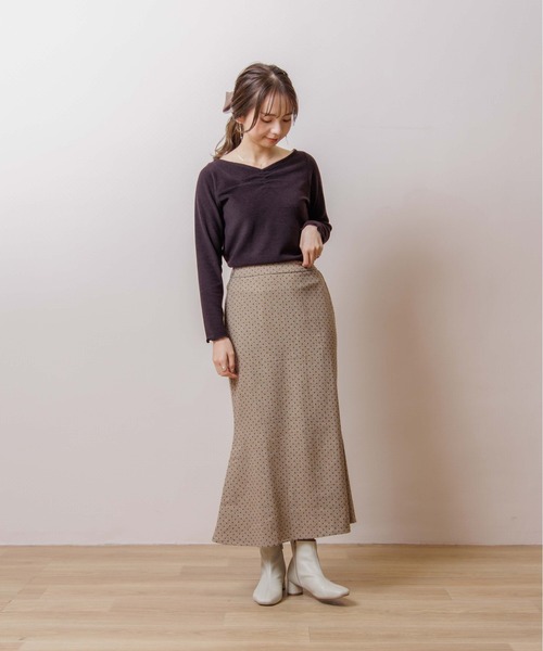 flower（フラワー）の「フロッキーマーメイドスカート（スカート・レディース・ベージュ/グレー・FREE）」の10枚目の写真