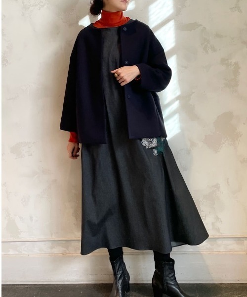 美品♪BEARDSLEYビアズリー　ロングガウン　羽織　刺繍 リネンでざっくりと編み、程よい透け感が涼しげなカーディガン