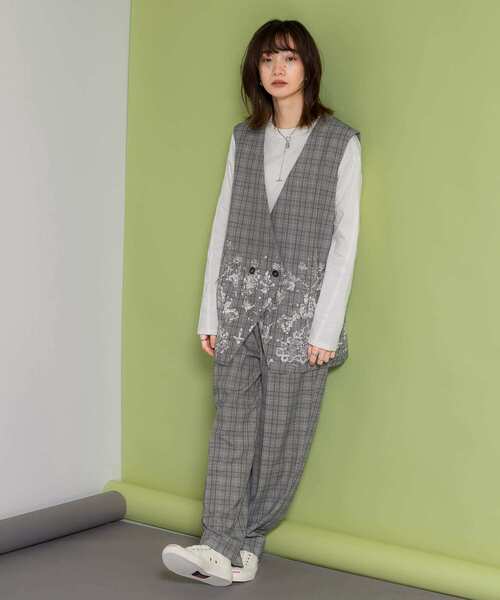 KBF（ケイビーエフ）の「レースプリントチェックベスト（ベスト・レディース・グレー系その他/ブラウン系その他・ONE）」の16枚目の写真