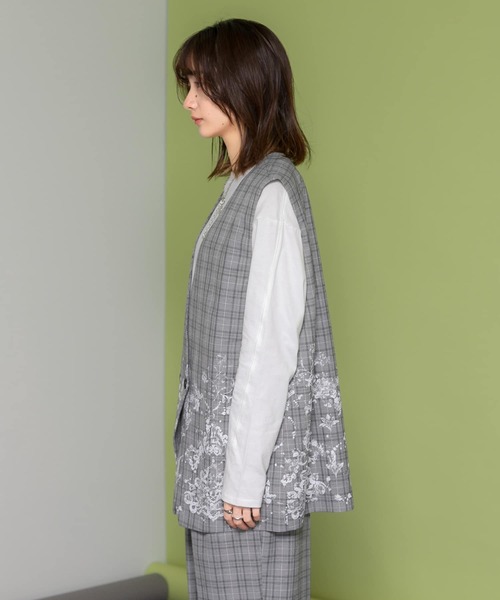 KBF（ケイビーエフ）の「レースプリントチェックベスト（ベスト・レディース・グレー系その他/ブラウン系その他・ONE）」の13枚目の写真