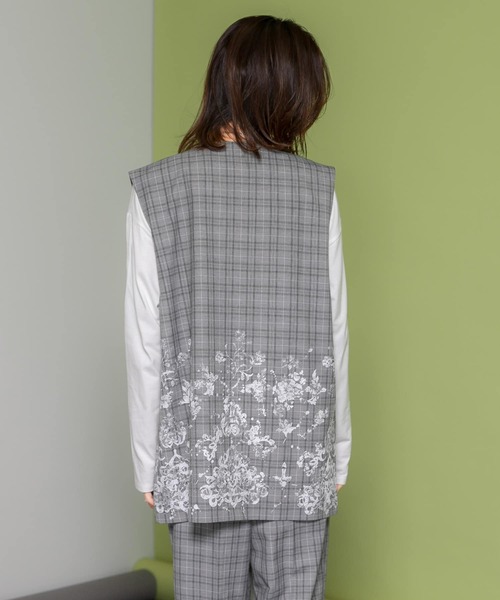 KBF（ケイビーエフ）の「レースプリントチェックベスト（ベスト・レディース・グレー系その他/ブラウン系その他・ONE）」の12枚目の写真