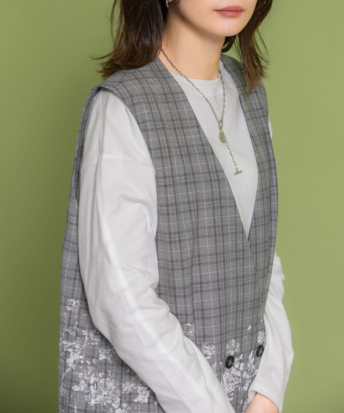 KBF（ケイビーエフ）の「レースプリントチェックベスト（ベスト・レディース・グレー系その他/ブラウン系その他・ONE）」の11枚目の写真