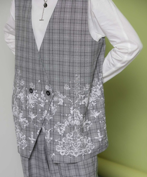 KBF（ケイビーエフ）の「レースプリントチェックベスト（ベスト・レディース・グレー系その他/ブラウン系その他・ONE）」の9枚目の写真