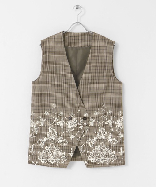 KBF（ケイビーエフ）の「レースプリントチェックベスト（ベスト・レディース・グレー系その他/ブラウン系その他・ONE）」の5枚目の写真