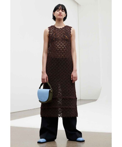 Firsthand(ファーストハンド)の「Firsthand/ファーストハンド Ganni / ガニー Metallic Crochet Open Back Dress/ クロシェットワンピース(ワンピース・レディース・ブラウン・SMALL)」の2枚目の写真