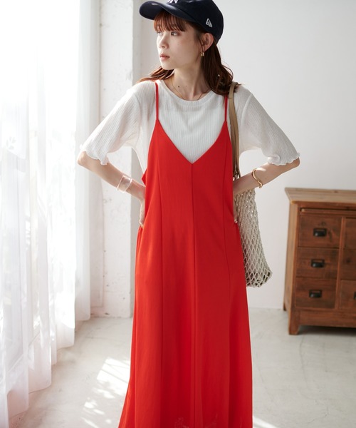 DISCOAT(ディスコート)の「【WEB限定】マーメイドカットキャミワンピース(ワンピース・レディース・チャコールグレー/ブラック/ベージュ/ブルー/グリーン/オレンジ/ブラウン/レッド・FREE)」の18枚目の写真