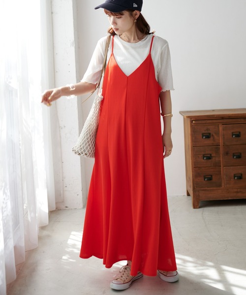 DISCOAT(ディスコート)の「【WEB限定】マーメイドカットキャミワンピース(ワンピース・レディース・チャコールグレー/ブラック/ベージュ/ブルー/グリーン/オレンジ/ブラウン/レッド・FREE)」の15枚目の写真