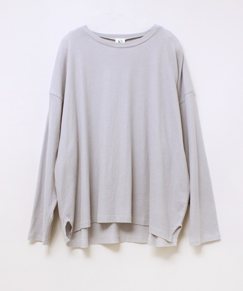 RNA-N(アールエヌエーエヌ)の「M1821 40強撚ビッグロンT(Tシャツ/カットソー・レディース・アッシュグレー/ライトベージュ/スミクロ・MEDIUM)」の1枚目の写真