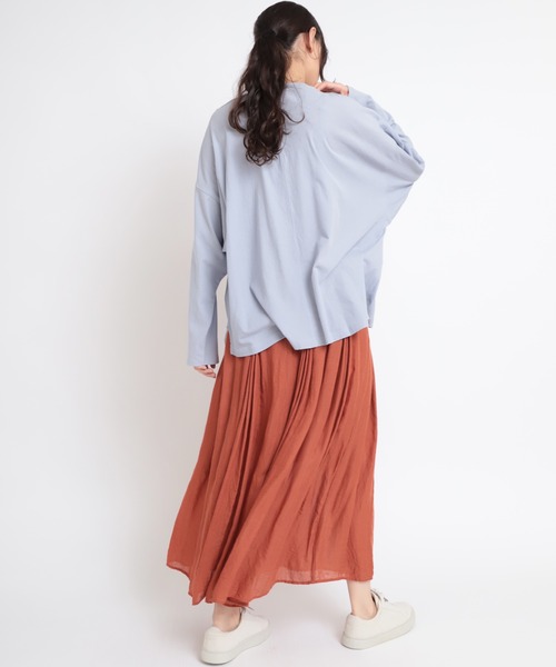 RNA-N(アールエヌエーエヌ)の「M1821 40強撚ビッグロンT(Tシャツ/カットソー・レディース・アッシュグレー/ライトベージュ/スミクロ・MEDIUM)」の15枚目の写真