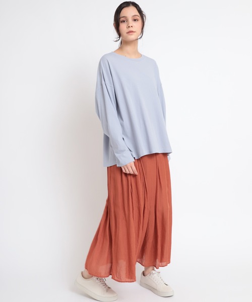 RNA-N(アールエヌエーエヌ)の「M1821 40強撚ビッグロンT(Tシャツ/カットソー・レディース・アッシュグレー/ライトベージュ/スミクロ・MEDIUM)」の12枚目の写真