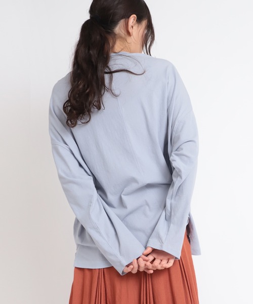 RNA-N(アールエヌエーエヌ)の「M1821 40強撚ビッグロンT(Tシャツ/カットソー・レディース・アッシュグレー/ライトベージュ/スミクロ・MEDIUM)」の7枚目の写真